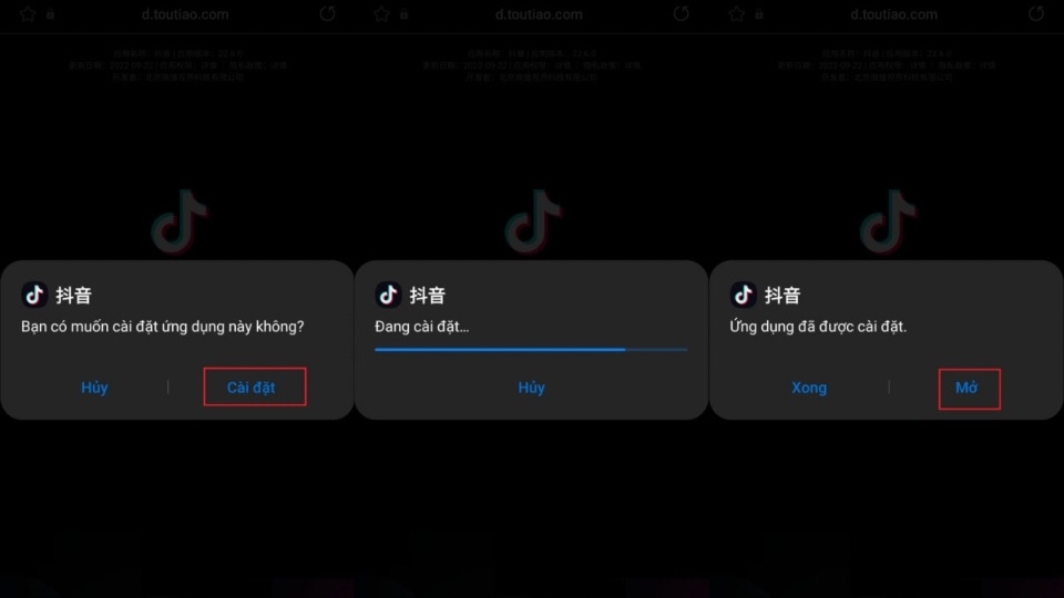 Màn hình cài đặt APK Douyin trên Android