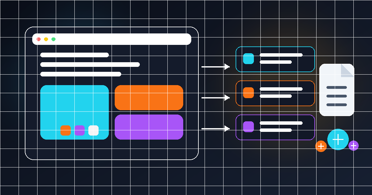 Minh họa website được phân tích thành design tokens và tài liệu cho coding agent